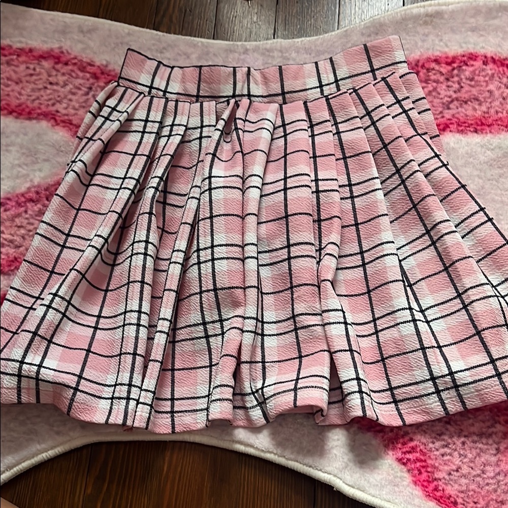 Olivia Sky Plaid Pink and Black Kids Skirt